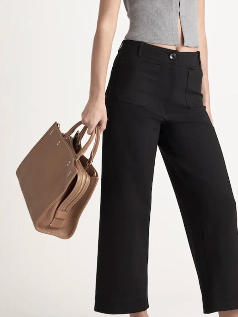 NWT QUINCE 30/31 Italian Leather Medium Convertible Satchel Taupe Ecru 3way bag - Picture 16 of 16